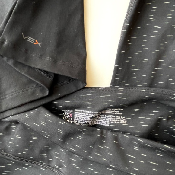 Victorias Secret VSX black white work out SET leggings top M - Picture 2 of 4